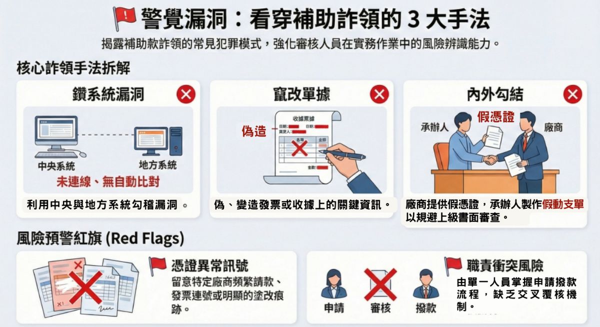 【圖卡2】警覺漏洞:看穿補助詐領的3大手法
