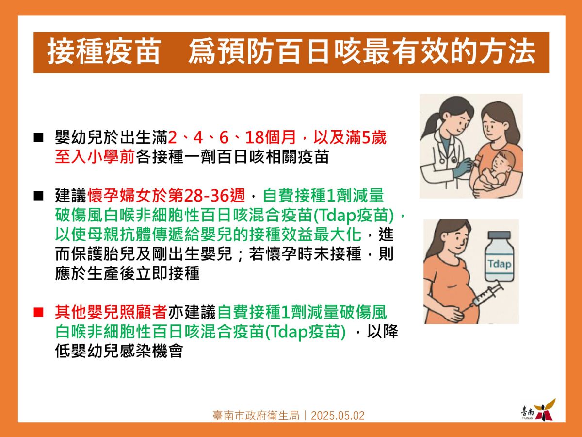 接種疫苗 為預防百日咳最有效的方法