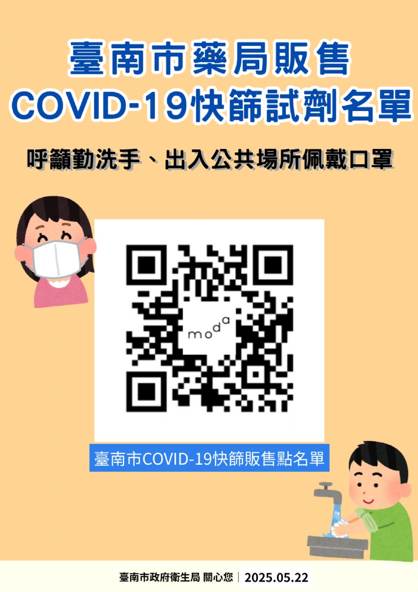 臺南市藥局販售 COVID-19快篩試劑名單