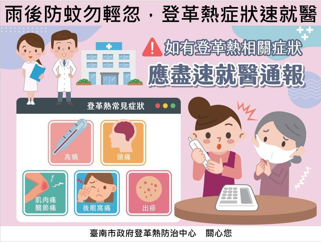 圖:雨後防蚊勿輕忽,登革熱症狀速就醫。