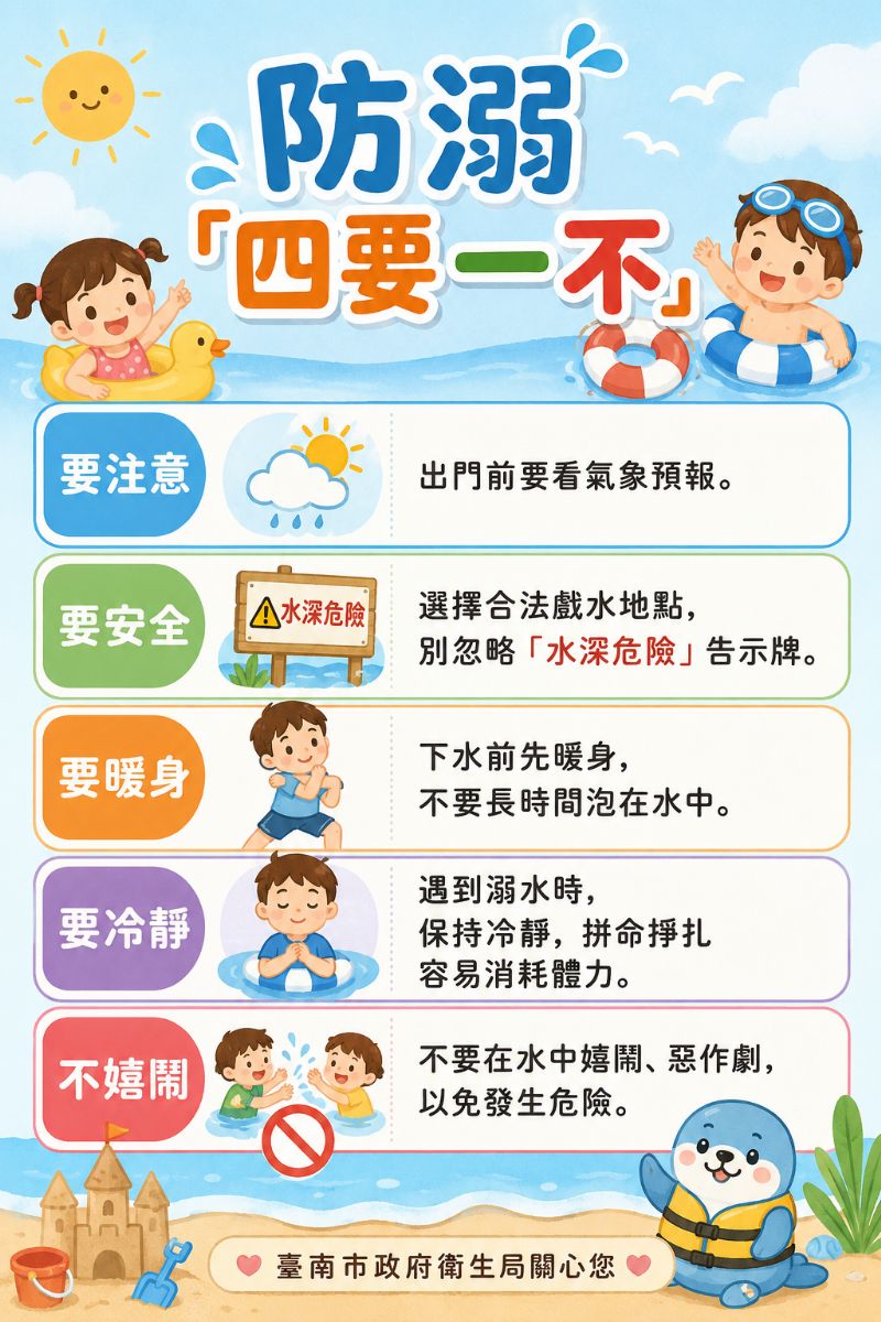 圖:防溺「四要一不」