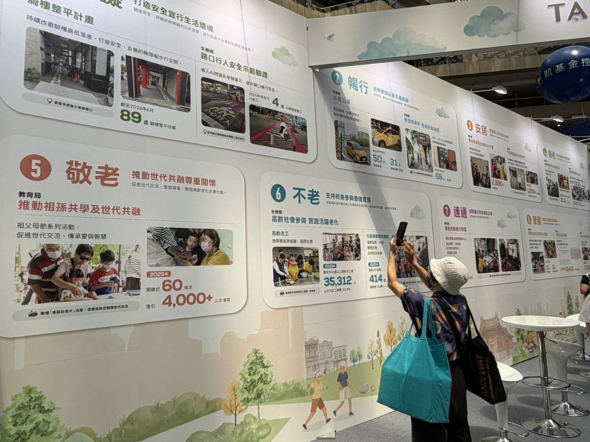 民眾駐足參觀臺南高齡友善城市成果展示,深入了解八大面向推動成果。.jpg