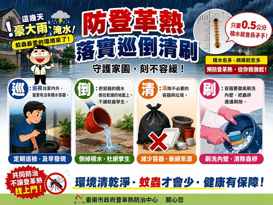 雨後落實巡倒清刷圖卡